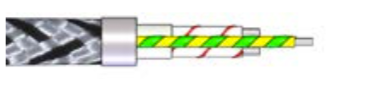 3-core cable and metal braided hose steel or stainless steel +      earth protection up to 400 °C / 700 °C