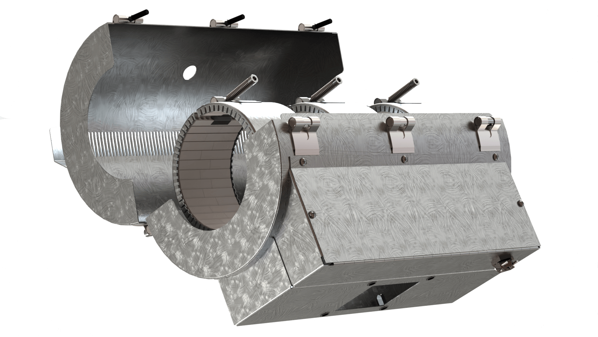 Heat-Cool-Combination, temperatures up to 400°C, extrusion, injection molding, recycling systems, blowers, air cooling, insulation, ceramic insulated