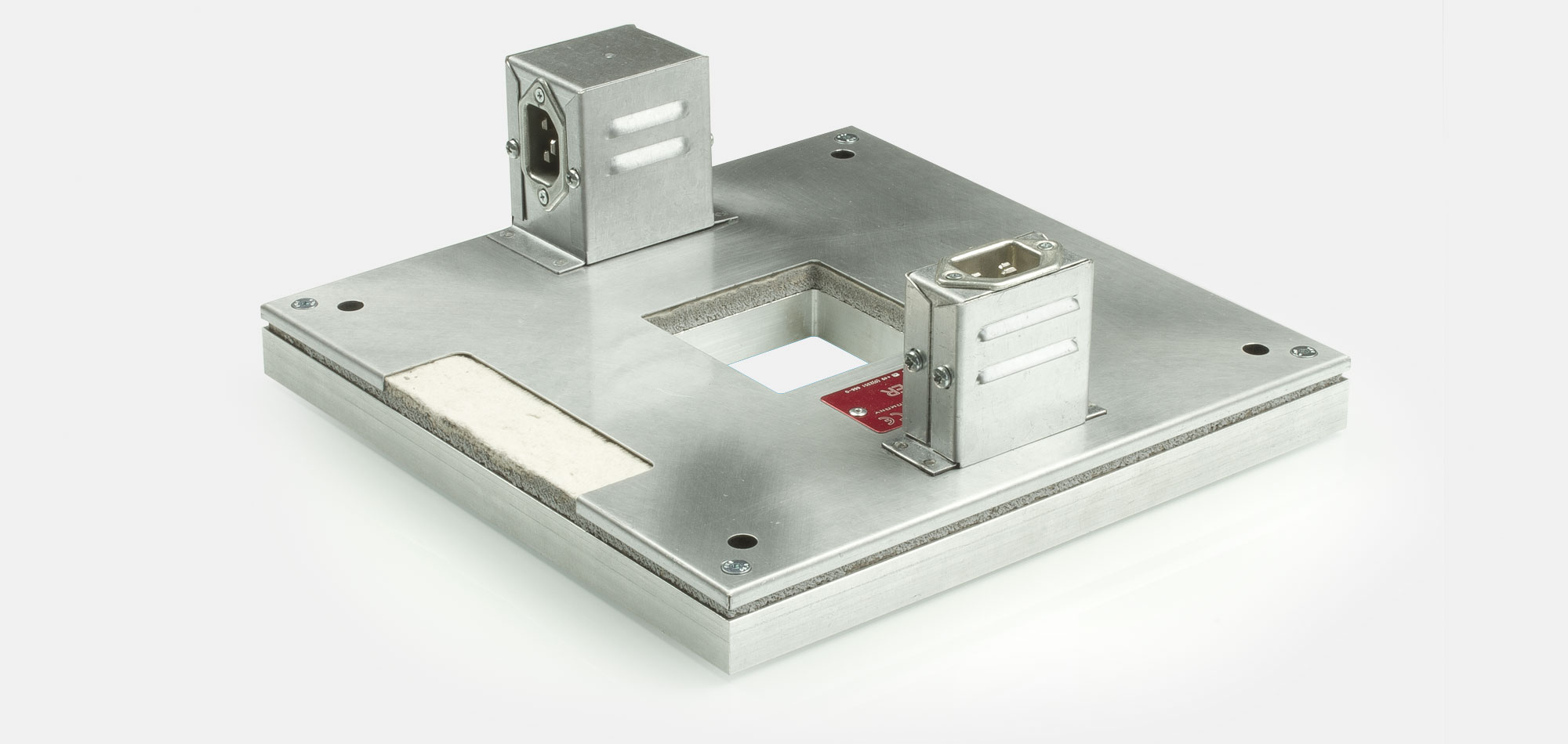 Tool Heater, Flat Heater, Frame Heater, for temperatures up to 450°C/550°C, extrusion, injection molding, plastic technology, holes, cutouts, front side connection, energy-efficient, homogeneous heat flow, shape fulfilling contact