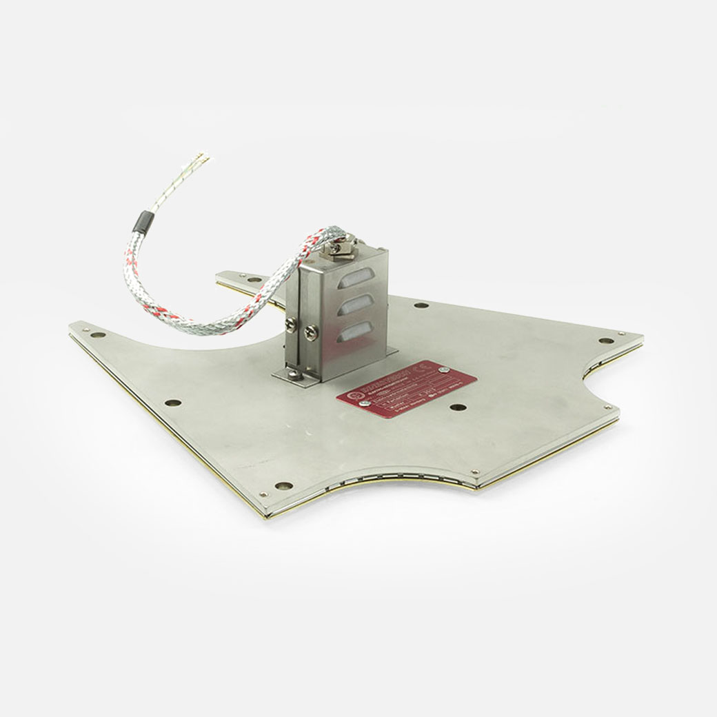 Tool Heater, Flat Heater, Frame Heater, for temperatures up to 450°C, extrusion, injection molding, plastic technology, holes, cutouts, thermocouple connector, integrated thermocouple, mineral insulated
