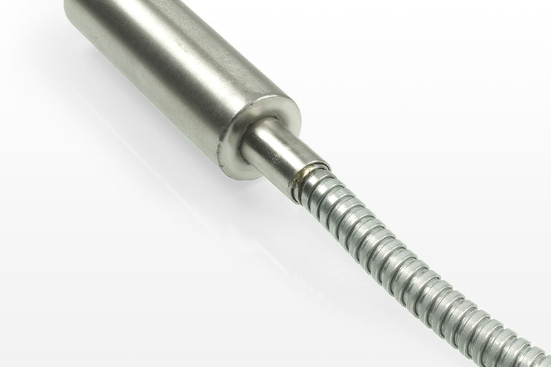 connection option K: 3-core cable and spiral hose steel or stainless steel + earth wire up to 250 °C / 400 °C / 700 °C