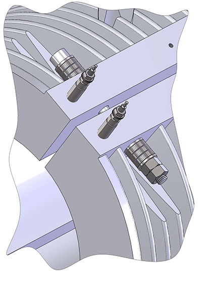 Cast-In Heaters example 3  both-sides disc-springs, cast on tensioning bracket